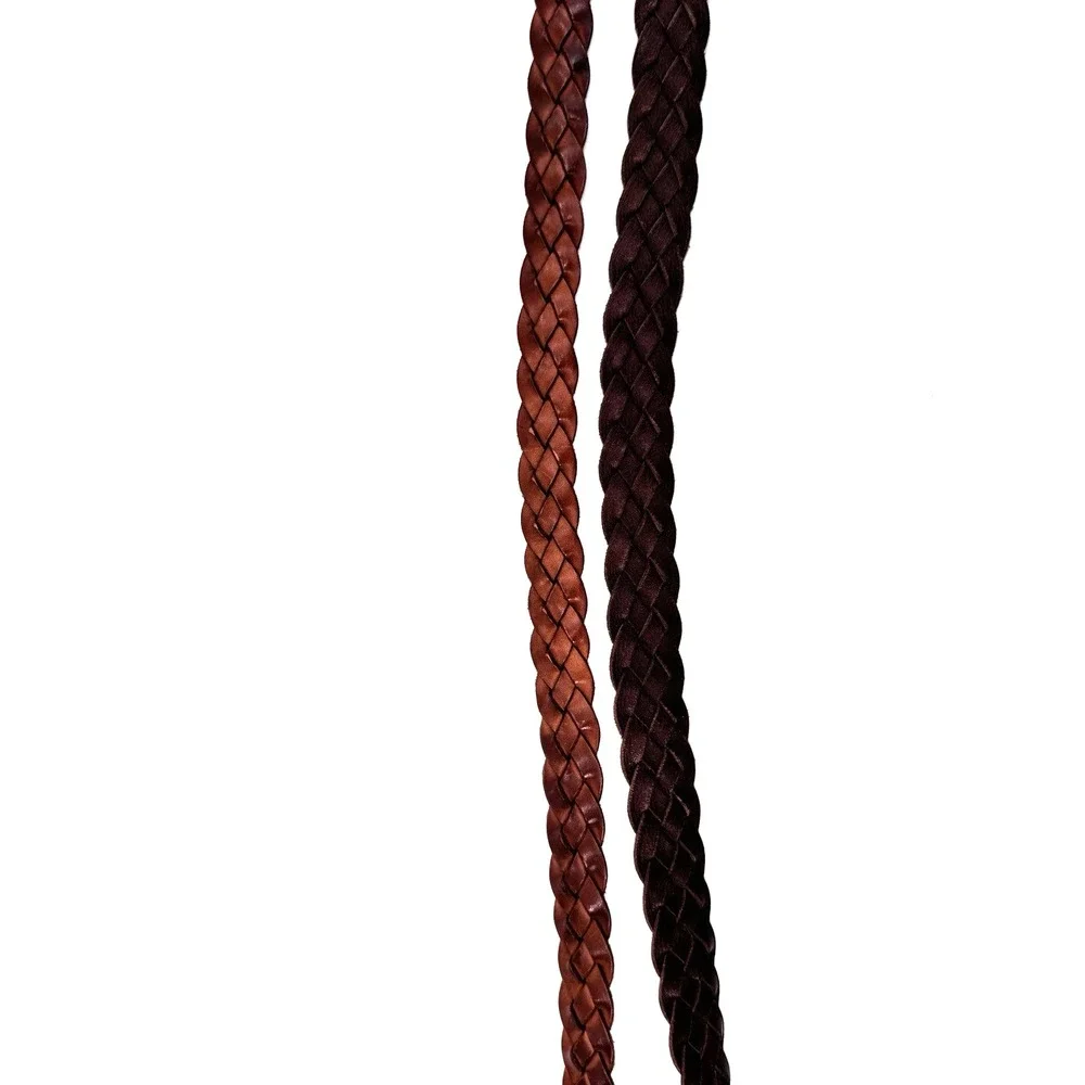 Vintage Eddie Bauer AEO Braided Genuine Leather Belt Sz 38 Brown Tan Unisex